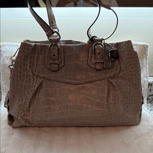 Coach Gray Crocodile-Embossed Tote